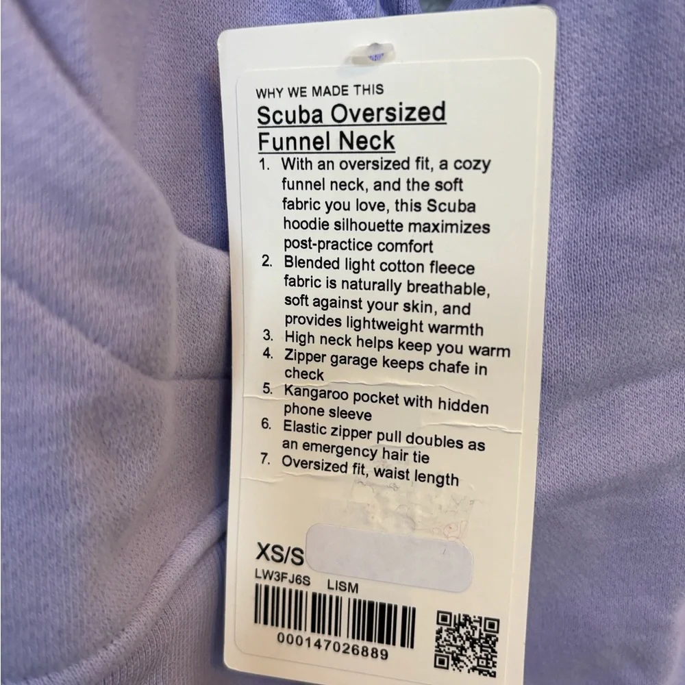 NWT!🍋Lululemon Scuba Oversized Funnel Neck Half Zip🍋X-Small/Small. Lilac Smoke - Picture 15 of 15